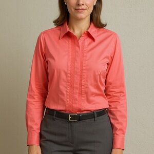 Chico's Coral Button Down Long Sleeve Blouse Chicos Size 1 Women’s Medium